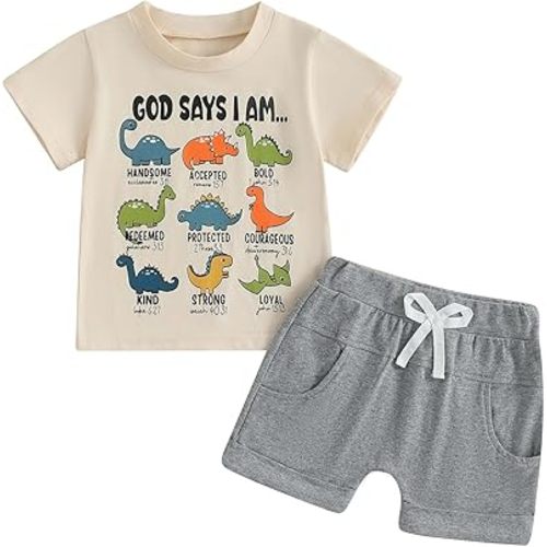 Toddler Boys Summer Clothes Kids Dinosaur Outfit Short Sleeve T Shirt Shorts Sets 6 12 18 24 Months 2T 3T 4T