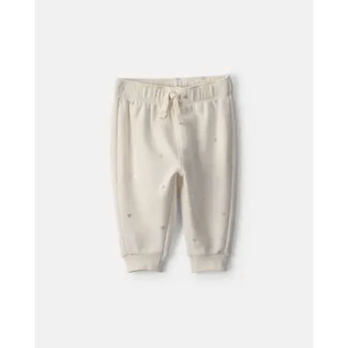 Baby Girl Metallic Heart Fleece Pants - Cream | Carter's