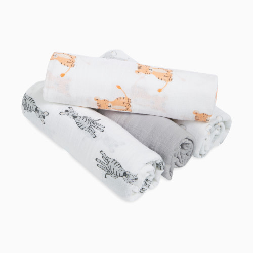 Essentials Cotton Muslin Swaddles (4 Pack) - Safari Babes