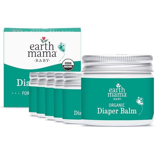 Earth Mama Organic Diaper Balm 2-Ounce | Diaper Cream for Baby | EWG Verified, Petroleum & Artificial Fragrance-Free with Calendula for Sensitive Skin (6-Pack)