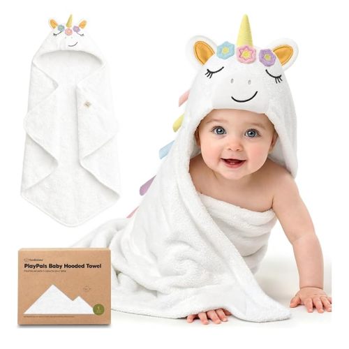 KeaBabies Organic Baby Towel with Hood for Girls, Boys - Soft, Absorbent, 100% Cotton Hooded Baby Towels for Newborns, Infants, Large Hooded Bath Towels for Babies, Kids, Toddler 1-3 (Uria)
