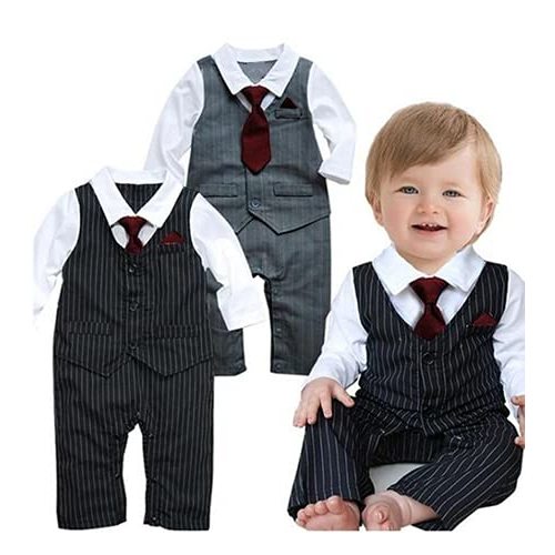 EGELEXY Baby Boy Formal Party Wedding Tuxedo Waistcoat Outfit Suit 3-6months Black
