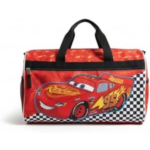 Disney Pixar Cars Kids’ Duffle Bag – Lightning McQueen Travel Gym Bag with Adjustable Strap, Mesh Side Pockets & Zipper Pocket
