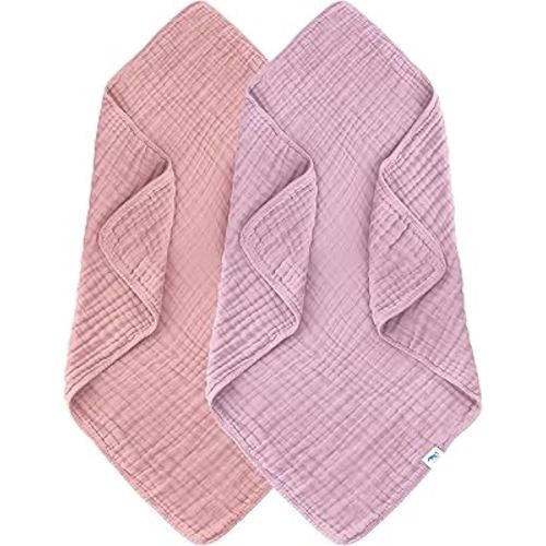 SWEET DOLPHIN Muslin Baby Bath Towels Blanket - 2 Pack 100% Cotton Towel for Babies, Infants, Toddlers - 40x40Inch - Highly Absorbent, Light Sakura