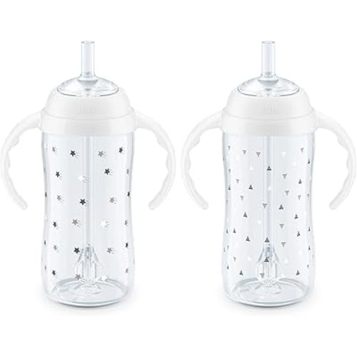 NUK Learner Straw Cup, 10oz, 2-Pack - Toddler Sippy Cup with Soft Straw for Easy Drinking, Suitable for Ages 8 Months and Up, Timeless Collection