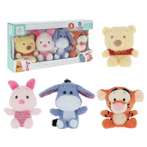 KIDS PREFERRED Disney Baby Winnie The Pooh 4 Piece Cuteeze Gift Set Plush Collector Set of Stuffed Animals, Winnie Piglet Eeyore & Tigger Baby Toy