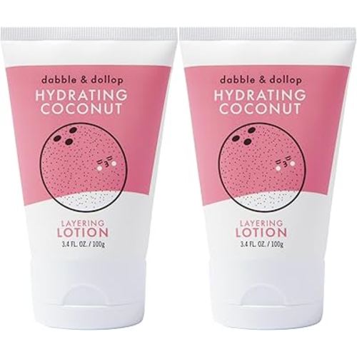 Dabble & Dollop Coconut Lotion, Layering Lotion, Hydrating Scented Lotions for Kids, All-Natural, Dermatologist Tested, Vegan & Cruelty-Free (3.4oz, Pack of 2)
