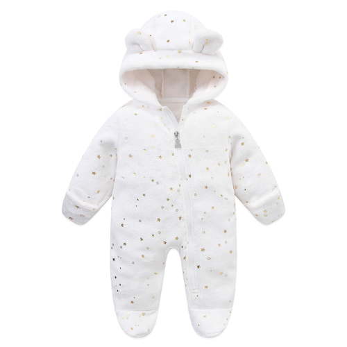 AherBiu Gender Neutral Baby Clothes Newborn Onesie Fleece Rompers Hooded Long Sleeve Jumpsuits Sleepers