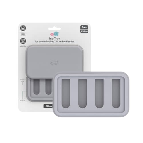 ezpz Ice Tray for the Baby-Led Gumline Feeder (Pewter) | Silicone Ice Tray for Breast Milk , Formula, or Purees - Four Compartments - Baby Essentials - Baby-Led Weaning