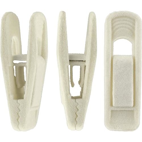 Velvet Hangers Clips, 20 Pack Ivory Pants Hanger Velvet Clips, Strong Hanger Clips Perfect for Thin Felt Hangers