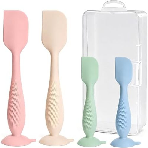 4-Pack Diaper Cream Spatula Set & Case, Ergonomic Baby Butt Paste Spatula