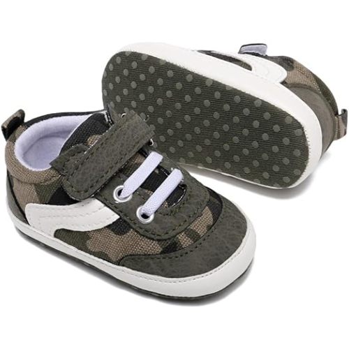 Clowora Unsex Baby Boys Girls Canvas First Walkers Shoes,Newborn Infant Non Slip Soft Sole Crib Casual Sneaker