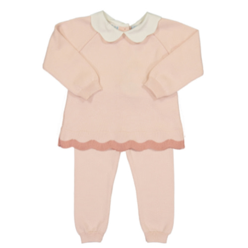 Scalloped Contrast Trim Knit Set | Feltman Brothers