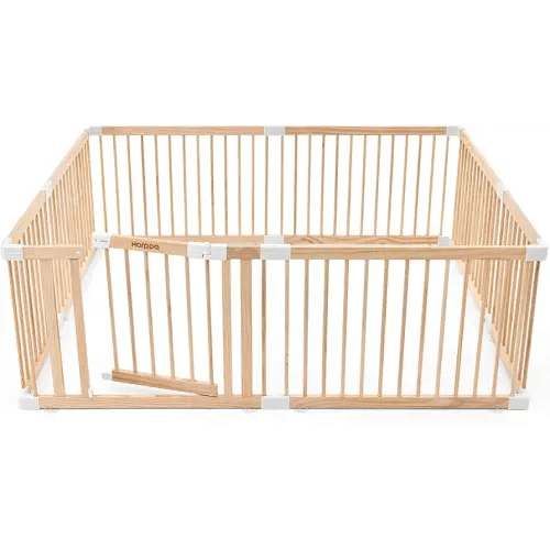 HARPPA Baby Gate Playpen Wooden Playpen for Babies and Toddlers Large Play Yards Baby Fence Play Area 60 x 71.5 x 24 inch