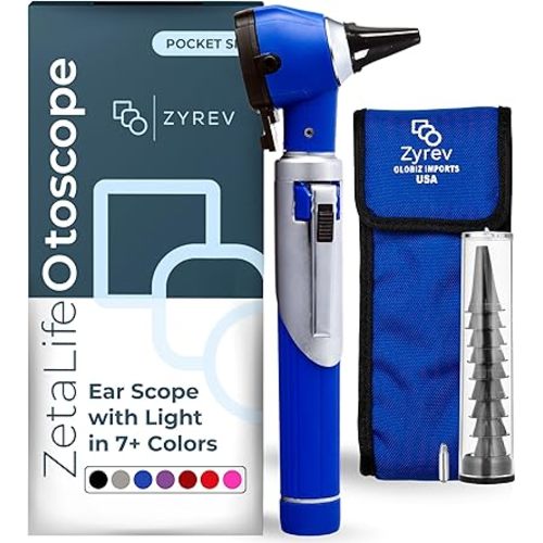 Zyrev ZetaLife Otoscope - Ear Scope with Light, Ear Infection Detector, Pocket Size (Blue Color)