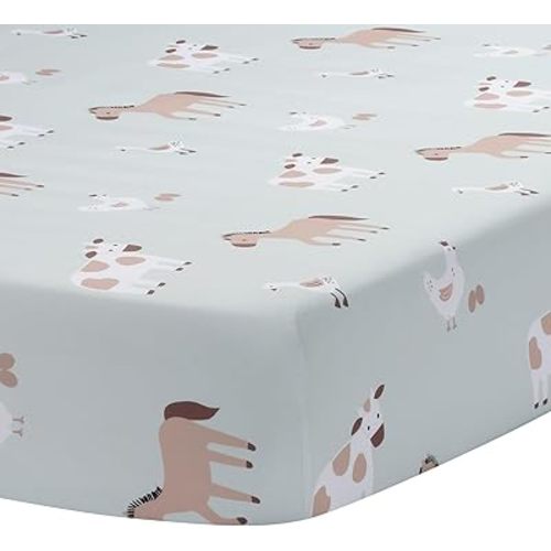 Bedtime Originals Farmyard Friends Sage Green Baby Nursery Fitted Crib Sheet