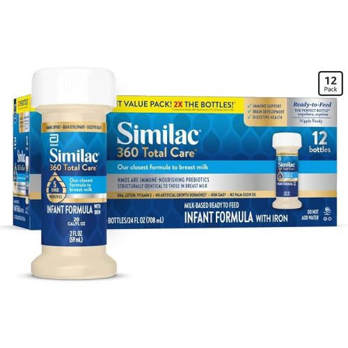 Amazon.com: Similac 360 Total Care Ready-to-Feed Baby Formula | 5 HMO Prebiotic Blend, Infant Formula to Support Baby’s Immune System, Brain Development & Digestive Health, 2-fl-oz, 12 pack : Everything Else