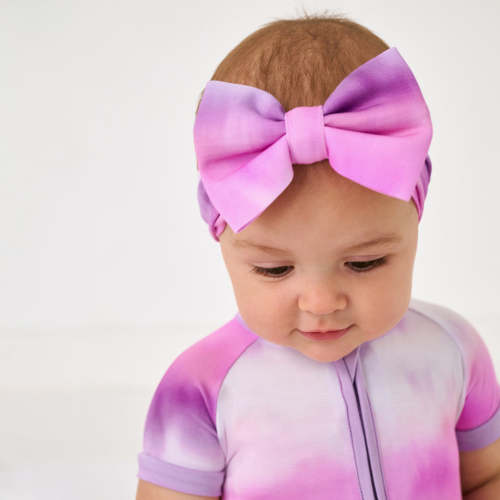 Pink Cosmic Mist Luxe Bow Headband | Little Sleepies