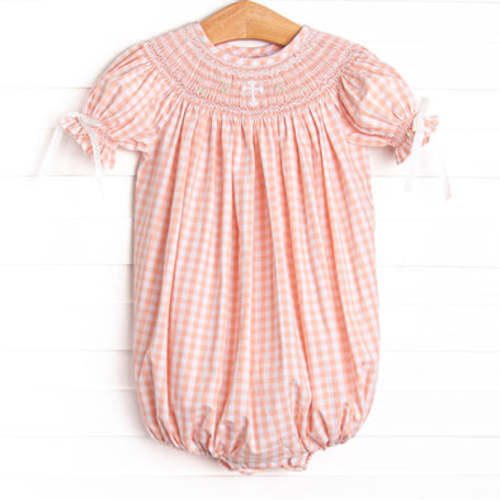 Faith and Flowers Smocked Bubble, Pink – Stitchy Fish