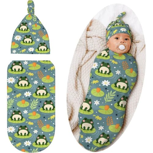 Frog Swaddle Blanket, Soft Swaddling Blanket Baby Clothes, Frog Baby Stuff