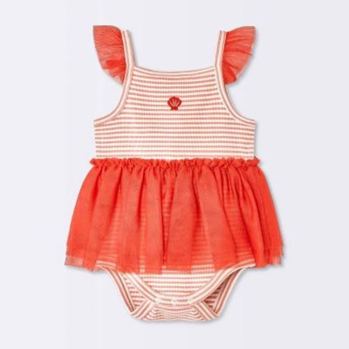 Baby Girls' Striped Tulle Sunsuit - Cloud Island™ Red 6-9M