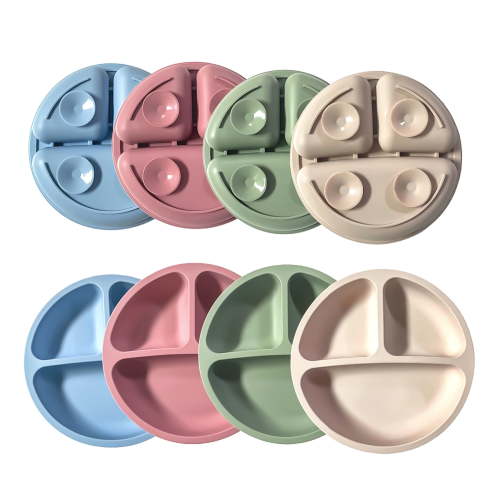 WLGJL Young children Feeding Set, 4 Pack Silicone Divided Suction Plates for Youngs, Young children Led Weaning Supplies for Utensils