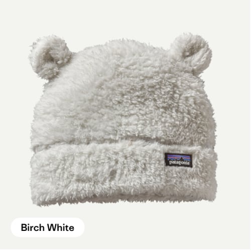 Baby Furry Friends Fleece Hat in Birch White
