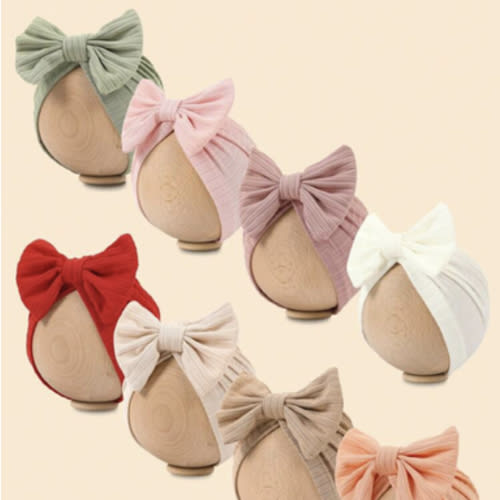 8 Colors Spring And Autumn Style Embroidered Headband Hat With Bow Decoration For 1-12 Months Old Babies, Newborn Baby Girl And Baby Boy Clothes Knitted Hand Sewn Stretch Fabric, Bow Hair Accessories For Girls, Children's Hair Accessories, Cute Decoration