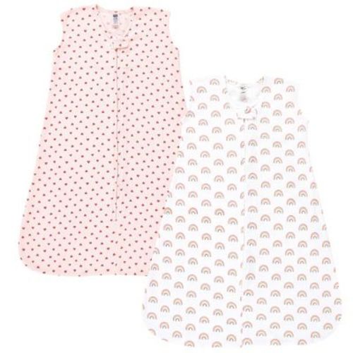 Hudson Baby Infant Girl Thermal Sleeveless Sleeping Bag 2pk, Creative Rainbows, 0-6 Months