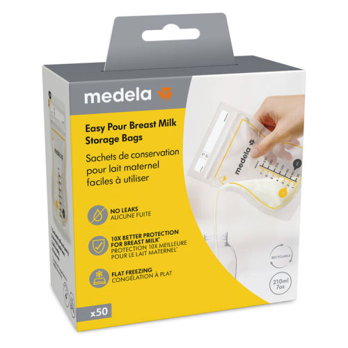 Medela Easy Pour Disposable Breast Milk Storage Bags, 210ml, 50ct