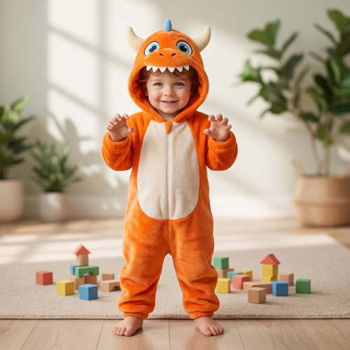 Gamivast Baby Onesies Dragon Costume Romper Plush Hooded One Piece Jumpsuit Zip Front Soft Fleece Toddler Halloween Outfit for Party Dress Up