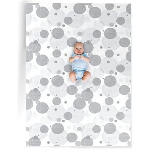 Grey & White - Gelli Mat - Luxury Foam Baby Play Mat - Extra Large - Double Sided Neutral Print - Water-Resistant, Non-Toxic, Hypoallergenic - Use as Playmat, Yoga Mat, Tummy Time - 85” x 51”