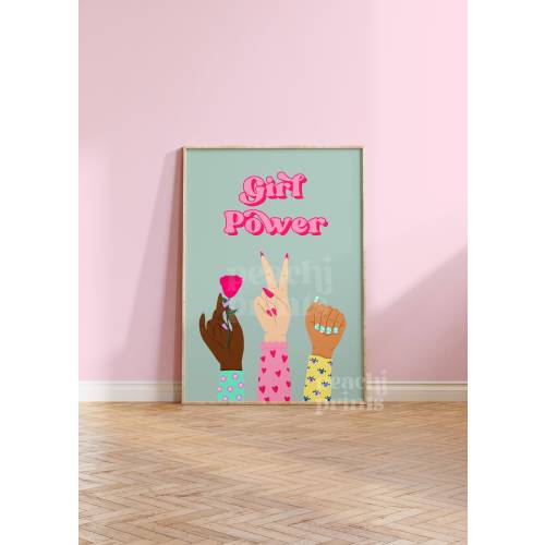 Girl Power Hands Print: Feminist Home Decor Wall Art