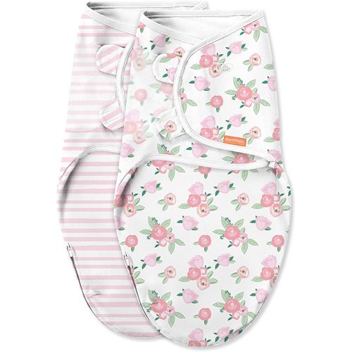 SwaddleMe Luxe Easy Change Swaddle – Size Small/Medium, 0-3 Months, 2-Pack (Water Color Floral)