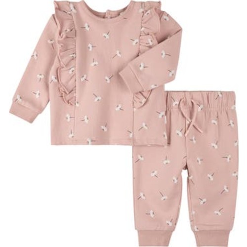 Daisy Print Cotton Ruffle Sweatshirt & Joggers Set, 12M