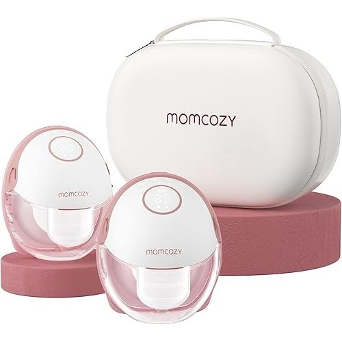 Momcozy Breast Pump Hands Free Mobile Style | M6, Wearable Breastfeeding Pump Ideal Rhythm for More Milk, DoubleFit Flange More Fit & Discreet with 3 Modes & 9 Levels, 24mm - 2 Pack Cozy Red