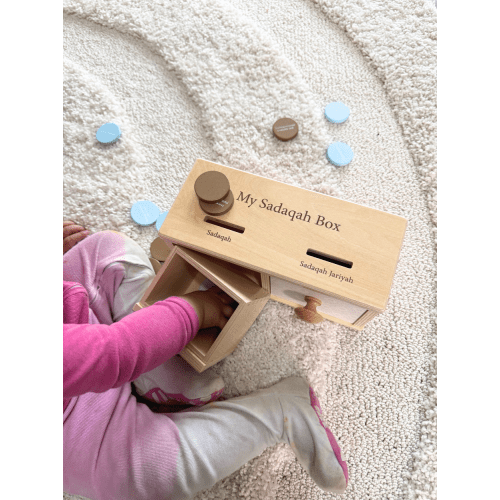 Sadaqah Coin Box (Montessori)- Muslim, Wooden Kids Toys – Lala + Mo