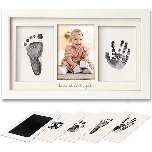 Inkless Hand and Footprint Kit, Boy, Girl, Newborn Keepsake - No Mess Ink Pad for Baby Handprint, Clean Touch Paw Print Kit for Dog Picture Frame,Personalized Baby Christmas Shower Gifts(Alpine White)