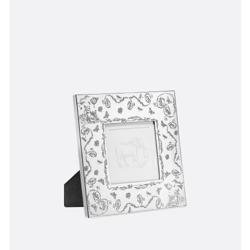 Small Engraved Photo Frame - Toile de Jouy Innocence Silver-Finish Metal