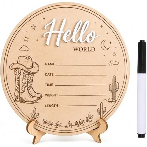 Western Baby Announcement Sign for Hospital Cowboy Newborn Plaque