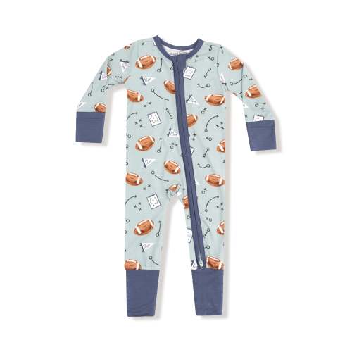 Boy 2-Way Zipper Romper | Touchdown Time Grey Mist