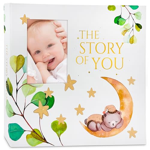 Modern Baby Memory Book Gender Neutral with Ample Photo Space, First 5 Year Journal Baby Book Keepsake with Spacious Pregnancy Section, Scrapbook Baby Photo Albums, Ideal for Baby Shower Gifts
