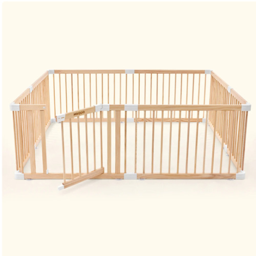 HARPPA Wooden Baby Gate Playpen | Non-Toxic Foldable DIY Adjustable Play Yard for Infants & Toddlers – Natural Finish Baby Fence for Small & Large Spaces