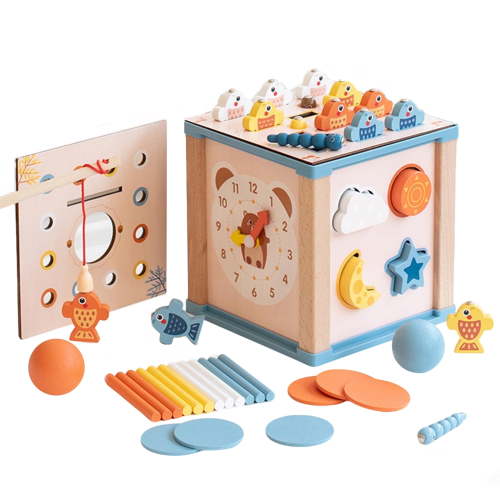 LieGorJi 8 in 1 Wooden Activity Cube, Montessori Toys Set, Educational Developmental Toy, Birthday Gifts for 6-12 Month 1-3 3-5 Year Old