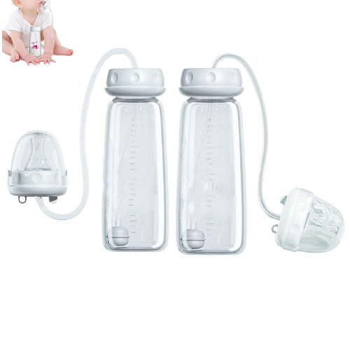 XIRQI Adjustable Anti Colic Bottles,2X 240Ml Silicone Hands Free Bottle Feeder,3-In 1Adjustable Fast Flow Milk Nursing Bottle with Nipple Straw,Leakproof Wide Neck Bottles for Newborns