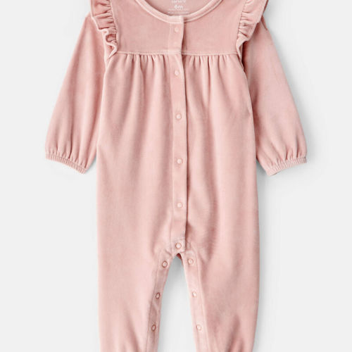 Blush Baby Girl Velour Long-Sleeve Jumpsuit - Pink | Carter’s Oshkosh Canada