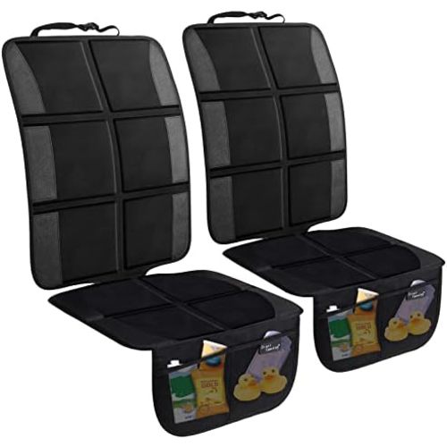 Car Seat Protector, 2 Pack Large Car Seat Protectors for Child Baby Car Seat with Organizer Pockets, Thick Padding Waterproof Car Seat Protector, Auto Vehicle Leather Seats Dog Mat Cover Pads, Black