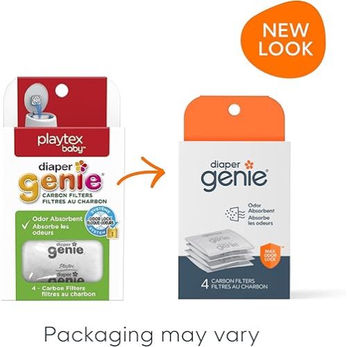 Diaper Genie Carbon Filter 4 Count Diaper Pail Odor Eliminator & Deodorizer | Compatible with the Genie Complete and Expressions Pail (Pack of 12)