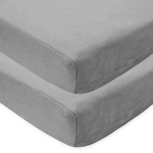 American Baby Company 2 Pack Heavenly Soft Chenille Fitted Crib Sheet 28" x 52", Warm and Cozy Neutral Chenille Sheet, Gray, for Boys and Girls, Fits Crib and Toddler Bed mattresses