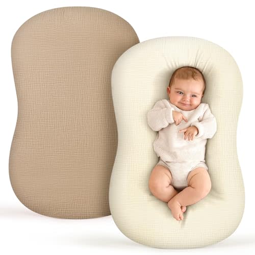 Termichy Baby Lounger Cover Muslin: Soft Cotton Slipcover for Snuggle Me Lounger - Removable & Machine Washable for Daily Use - Zipper-Free & Skin-Friendly for Newborn Girls and Boys